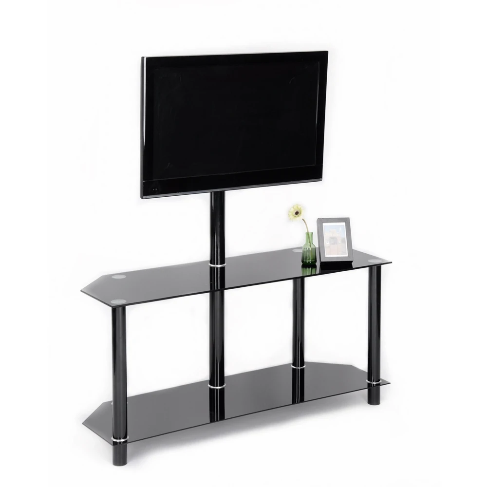 Aingoo Modern Black Tempered Safety Glass TV Stand For Up To 48 Inch