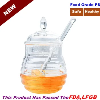 

245ML Food Grade Plastic Honey Juice Syrup Jam Transparent Pot Bottle Storage Tank with Stir Bar