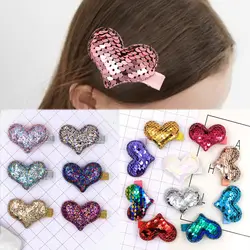 2018 новые аксессуары для волос для девочек Allergy FreeFish Scale двойной цвет Exquesite Kartoon Heart Shaped 1 пара Детские корейские заколки для волос