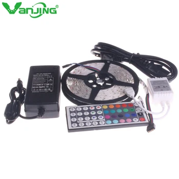 

LED Strip 5050 RGB Flexible LED Light 5M Ribbon 300leds SMD + 44 Keys IR Remote Controller + 12V 6A Power Adapter Free Shipping