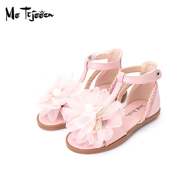 

Baby Girls Soft Leather Flower Pearl Bow Princess Sandals MG513