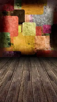 

5x7FT Thin vinyl colorful wall wooden floor Wedding children Custom Studio Backdrops Photo Background