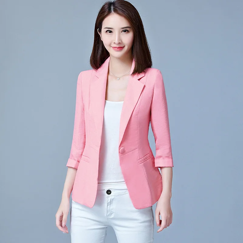 

S-5XL Office Lady Blazer 2019 Spring Autumn New Fashion Slim jackets And Blazers Women Suit Coat Plus Size Pink White