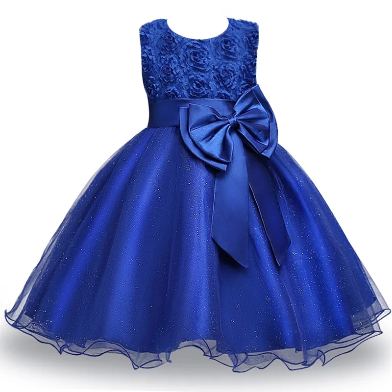 

Summer 3D Flover Princess Party Cute Dresses Sleeveless Bow Ball Gown Dresses For Girls With 7 Colors Vestidos Party Clothing