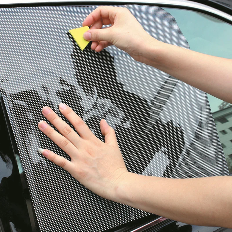 2pcs Car Window Curtain Car Side Rear Window Sun Shade Static Cling Solar Protection Covers Visor Shield Side Window Film UV