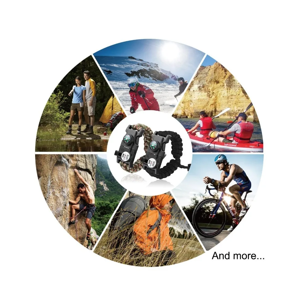 Bracelet Men LED Light Multifunctional Paracord Survival Bracelet Outdoor Camping Rescue Rope Bracelet For Women (6)