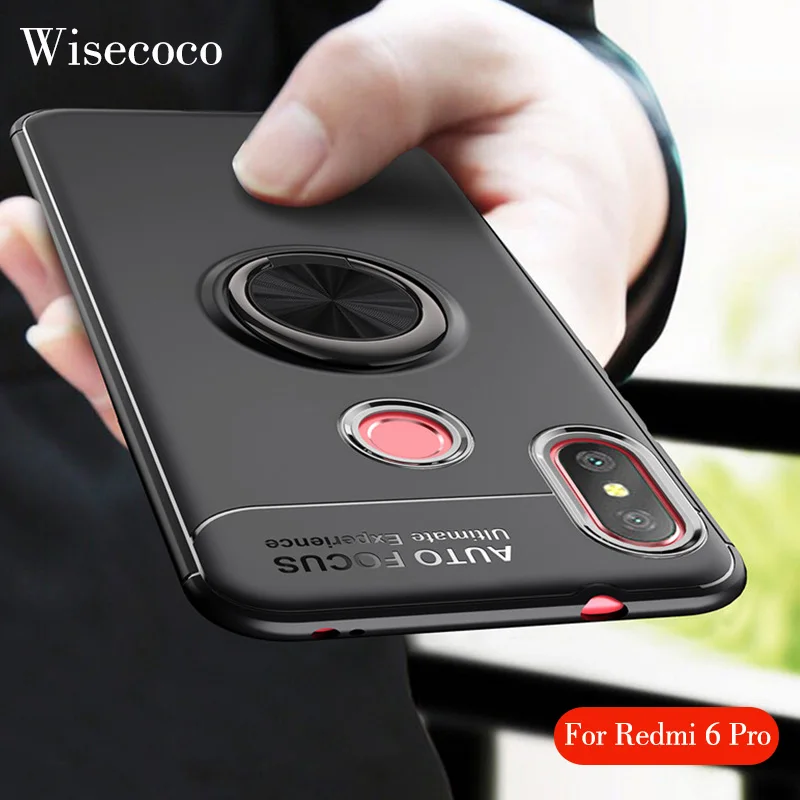 

a2 lite case Magnetic Adsorption Case for Xiaomi Redmi 6 Pro mi a2lite Car Ring Holder Silicone Tpu stand Back Phone Cases Cover