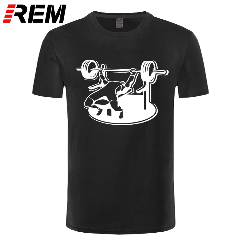 REM новые Брендовые мужские футболки летние хлопковые футболки с коротким рукавом Бодибилдинг скамья пресс штанга футболка размера плюс - Цвет: black white