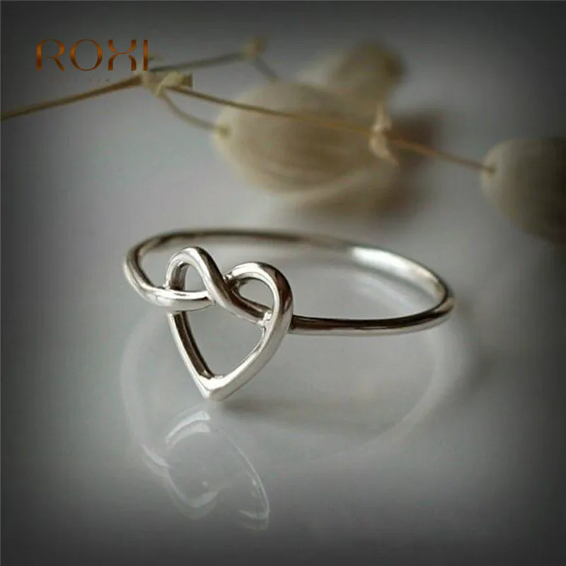 Fashion Silver Color Heart Shaped Wedding Engagement Ring for Woman Lover Couple Anel Simple Thin Ring Jewelry Dropshipping Z4