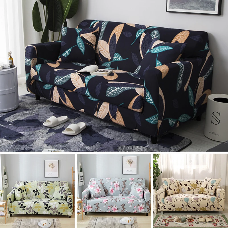 

Elegant Floral Sofa Cover Elastic Polyester Sectional L Shape Couch Slipcover Home Decor 1/2/3/4 Seat Four Season Sofa Towel