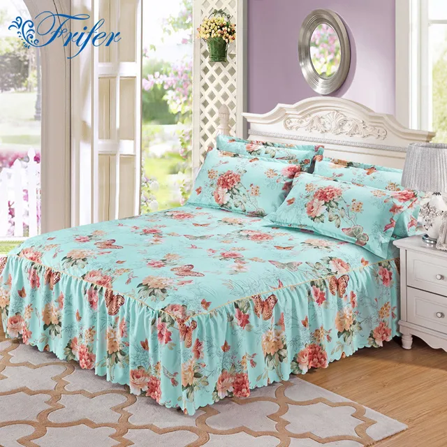 polyester cotton bed skirt bedspread mattress cover elegant printed elegant sheets