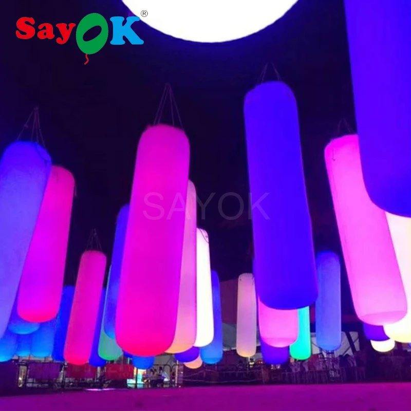 

5 Feet Long Inflatable Lighting Pillar Column PVC Tapping Touch Tube Pat to Change Color Interactive LED Toy Advertising Party