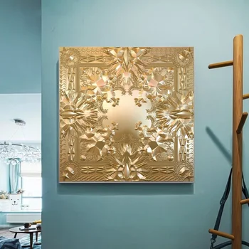 

Jay Z and Kanye West poster Watch the throne music album Canvas Wall Pictures for Living Room No Frame