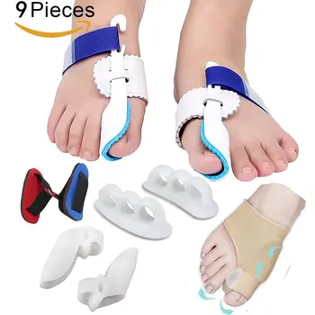 

9pcs/lot Hallux Valgus Orthotics Suit Toe Fisioterapia Tacones Corrector Bunion Protector Feet Separator Bone Corretivo T0331SPD
