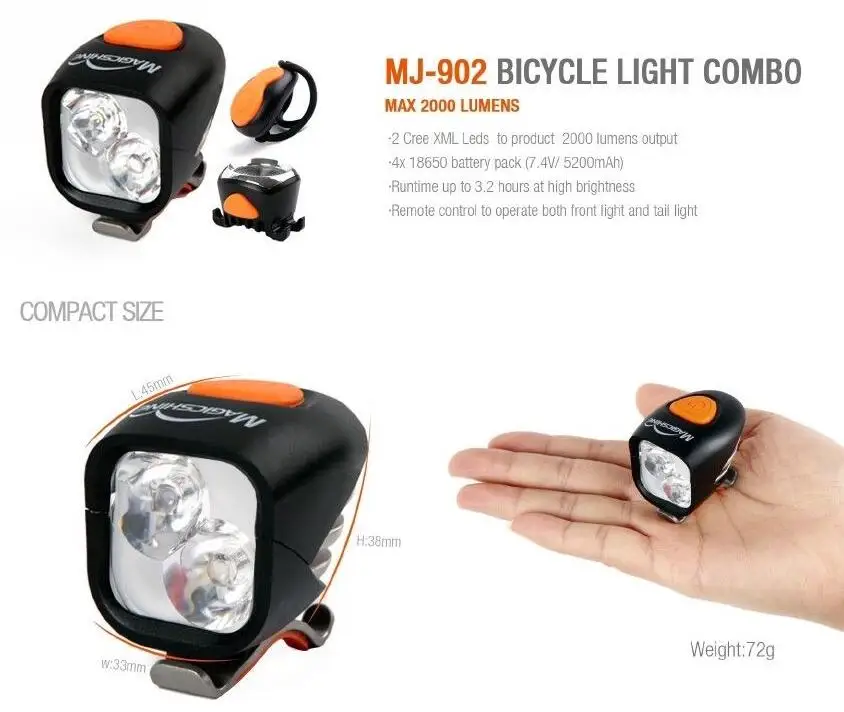 Sale MagicShine MJ902 2000 Lumen LED Bike Front and rear light 0