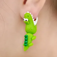 1 пара Мода Полимерная глина крокодил, динозавр серьги гвоздики для женщин серьги в виде животных Ювелирные изделия