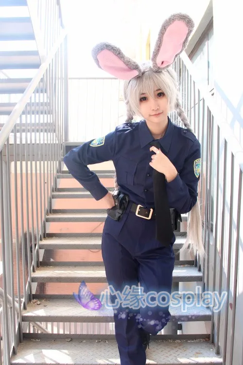 

Zootopia Nick Wilde Judy Hopps Cosplay Costume Halloween Uniform Shirt+Tie+Pant+Bag Free Shipping