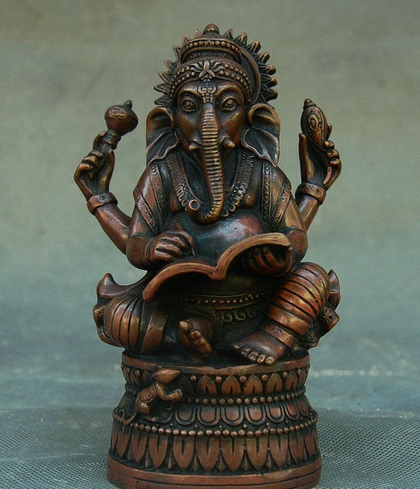 

6" China Tibet Temple Bronze Ganapati Ganesh Lord Ganesha Elephant Buddha Statue