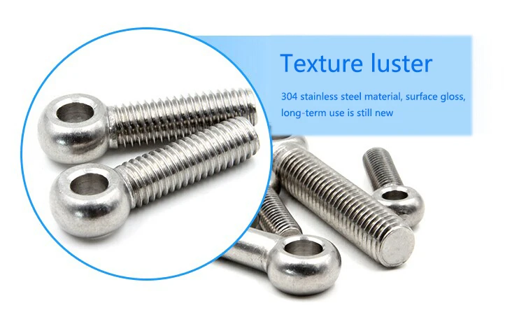 10-20pcs/lot DIN444 Stainless steel eye bolt M5/M6/M8/M10*25/30/35/40/45/50-150 swing bolts screws Movable Joint bolt Ring screw