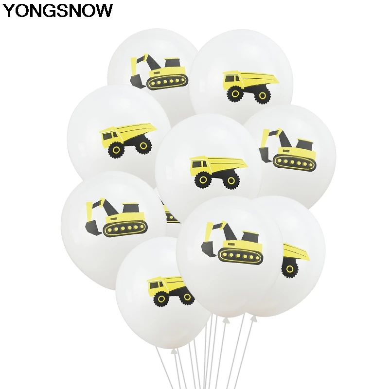 

10Pcs/14Pcs Latex Cartoon Car Vehicle Excavator Pattern Theme Balloon Confetti Balloon For Baby Kids Birthday Theme Party Decor