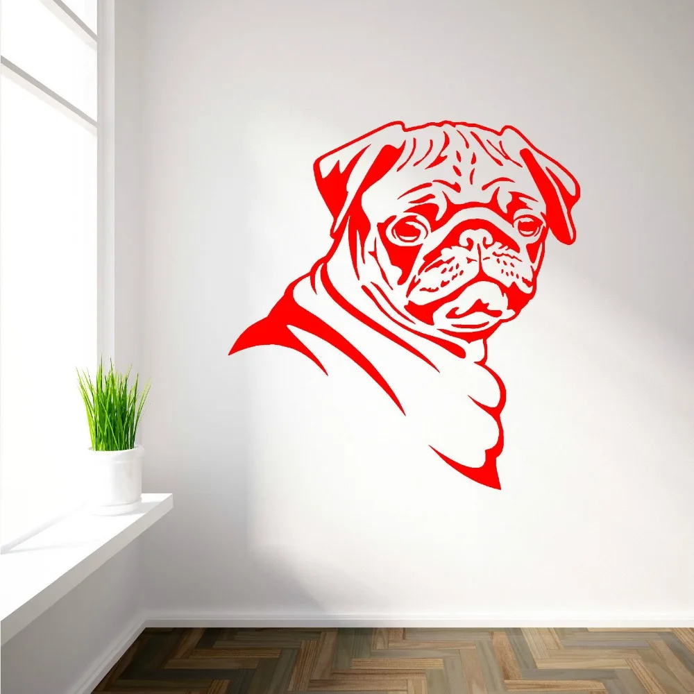 PUG WALL STICKER LOVE PET DOG decal art 