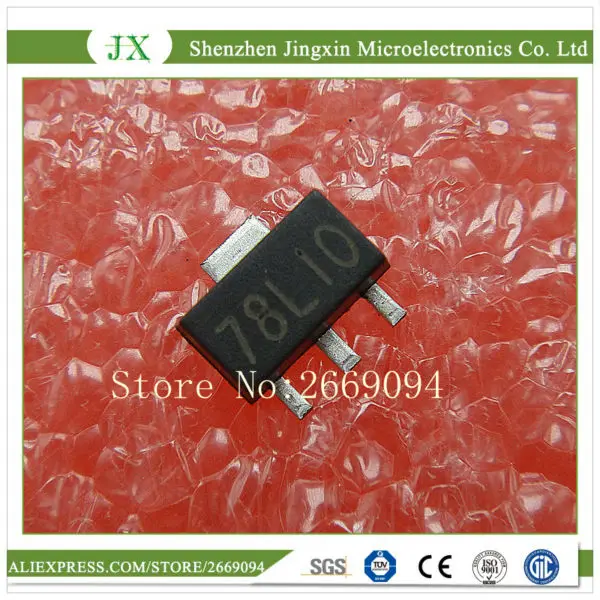 

100pcs 78L10 10V 100mA SOT-89 SMD voltage regulator 78L10