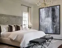 Grande peinture à l'huile abstraite originale, Art contemporain, grand mur peint à la main Art, décor, peinture à l'huile noir blanc gris, grand