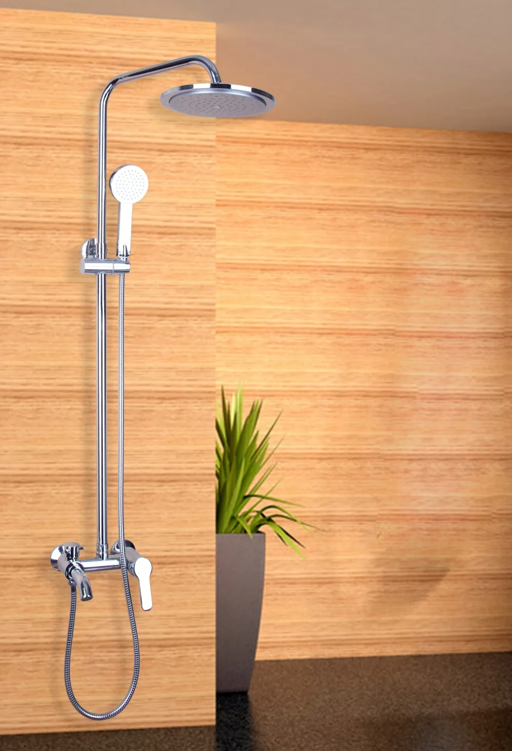 

Torayvino Chrome Polished Waterfall Rain Shower Faucet & Hand Shower Wall Mounted Single Handle Bathroom Faucet Mixer Tap