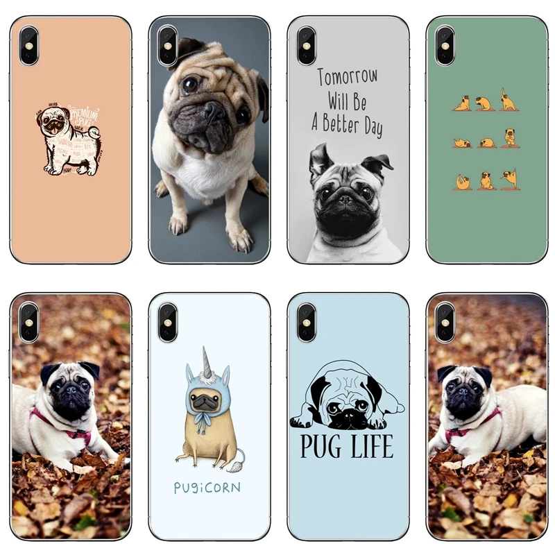 

Luxury funny Pug dog Art For Huawei Mate 20 10 9 8 lite pro Y9 Y7 Y6 prime Y5 II GR5 2017 2018 2019 TPU Soft phone cover case
