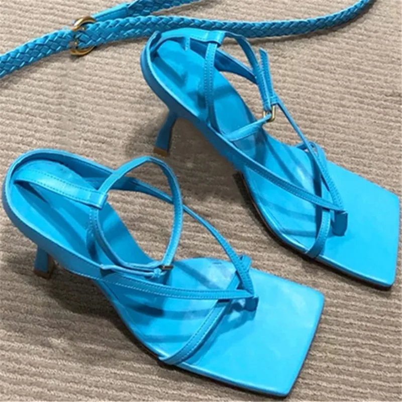 Обувь с поперечными ремешками Zapatos De Mujer сэндвич носком сандалии квадратным