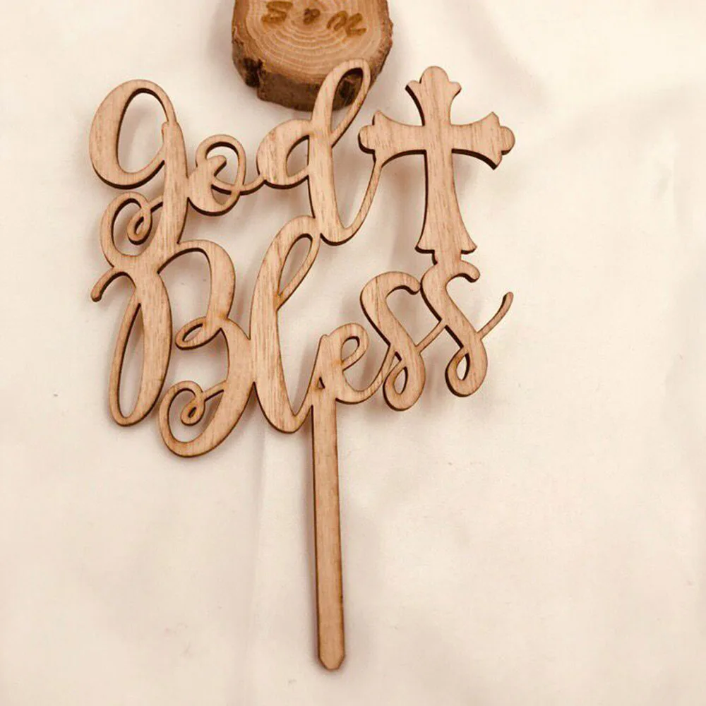 Personalized Christenings,party cake topper God Bless Cake And Cross Baptism Cake Topper,Baptism Gift cake topper2