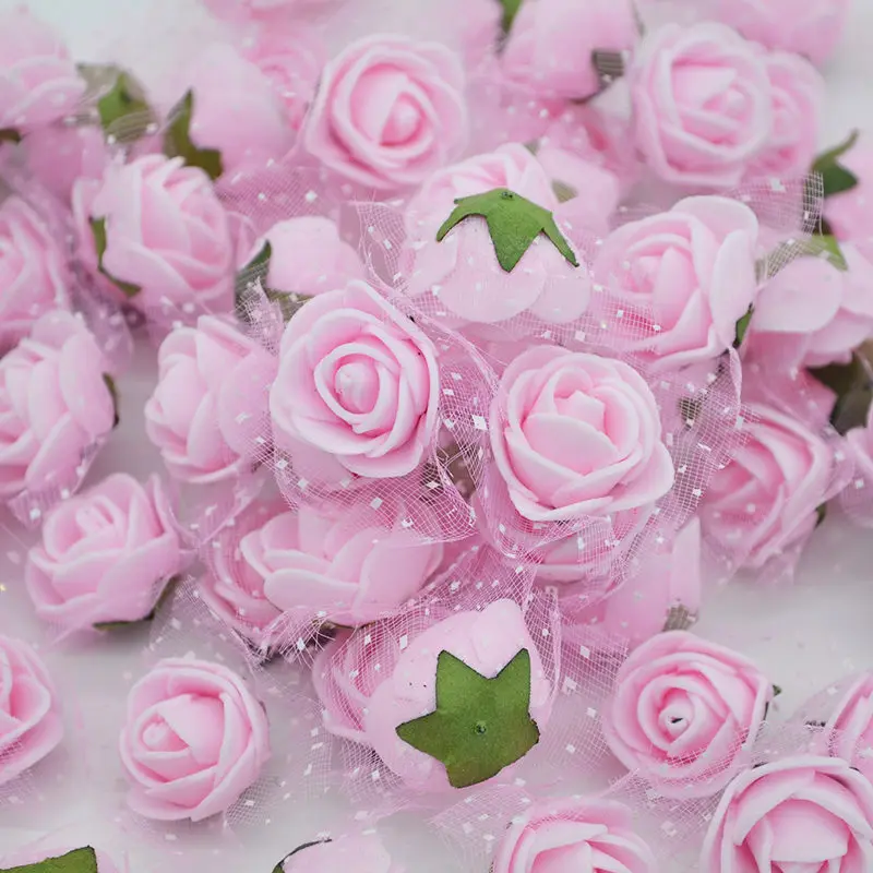 50 шт. 2 см мини пены розы искусственные головки цветов ручной работы розы DIY ремесла принадлежности Свадебная вечеринка коробка венок украшения