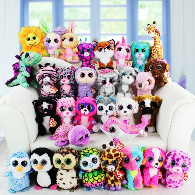 1pcs 15CM Beanie Boos Big Eyes Plush Toys Doll Husky Cat