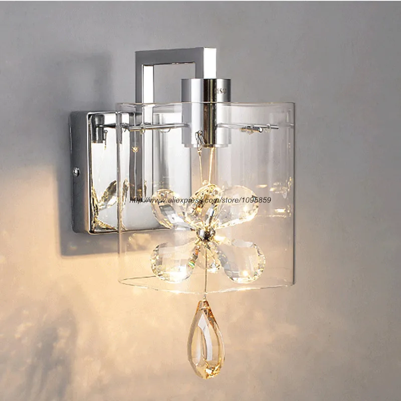 Free Shipping Modern Butterfly Crystal LED Wall Sconces Lights Clear Glass Shade Wall Lamps ...
