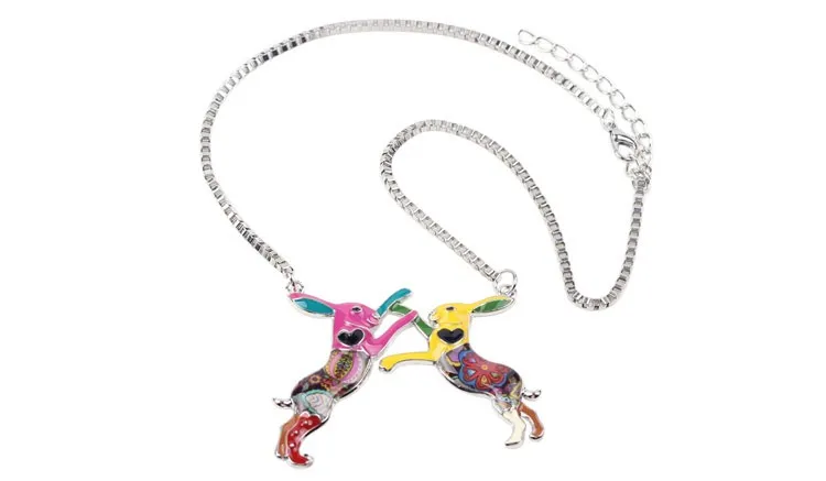 Bonsny Statement Metal Alloy Animal Rabbit Hares Choker Necklace Chain Collar Pendant 2016 Fashion New Enamel Jewelry Women 4