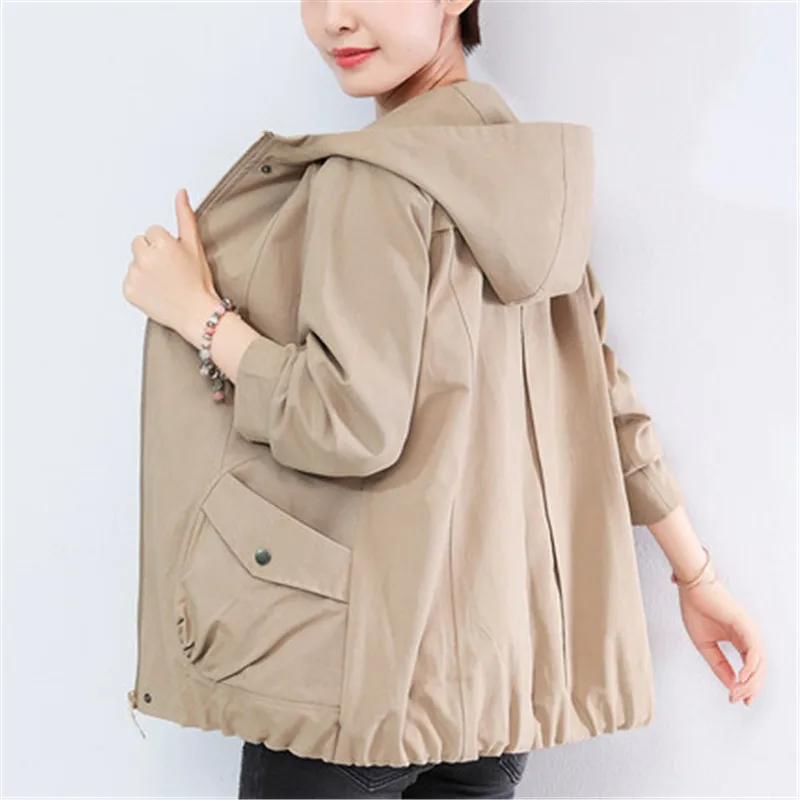 Новинка года: свободная куртка для матери среднего возраста на весну и осень, Корейская короткая женская куртка большого размера, ветрозащитная одежда X309