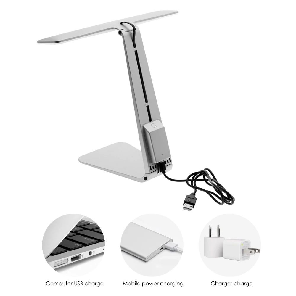 Ultrathin Mac Style 200LM LED 3 Mode Dimming Touch Switch Reading Table Lamp Built in Battery Desk Lamp Soft Light Night Light