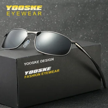 

YOOSKE Polarized Sunglasses Men Brand Designer Rectangle Square Sunglass Mens Driving Sun Glasses UV400 Night Vision Eyewear