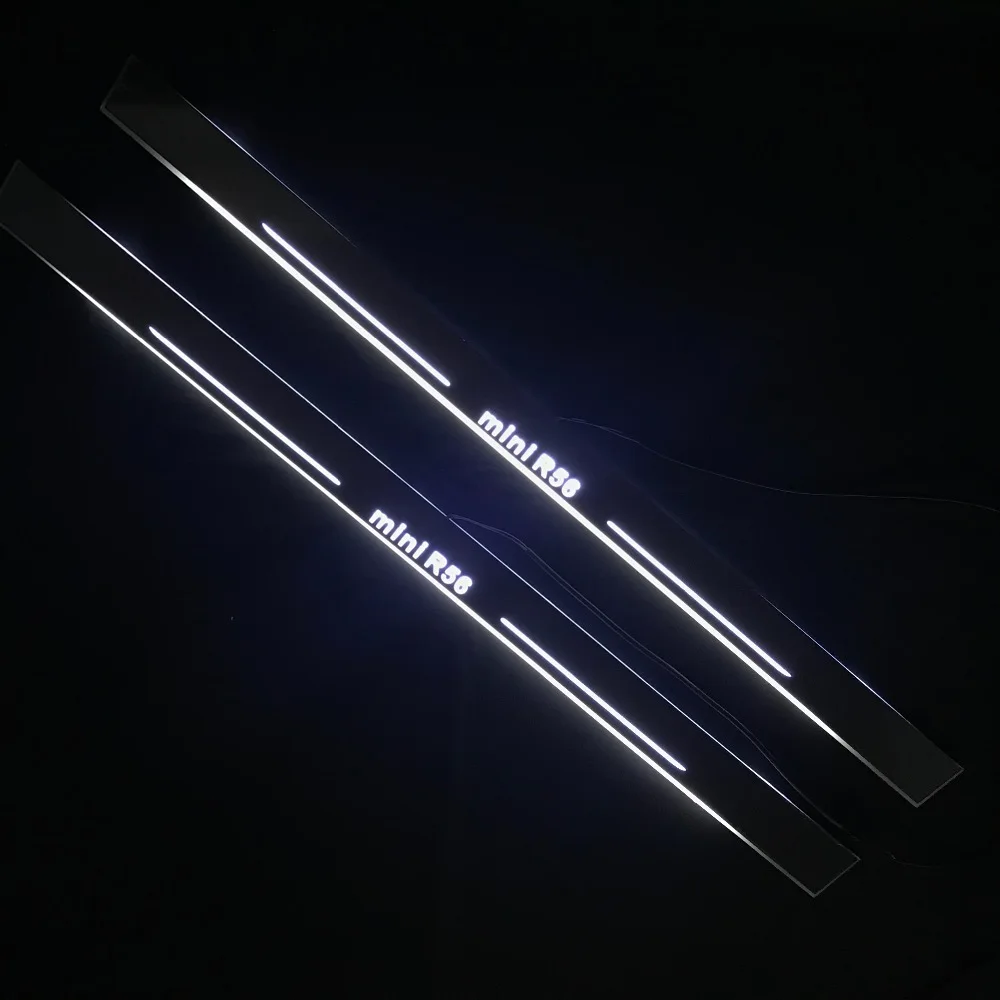 RQXR led движущиеся двери потертости для мини R56 динамический порог пластина плоская подкладка наложения потока/натюрморт света, 2 шт