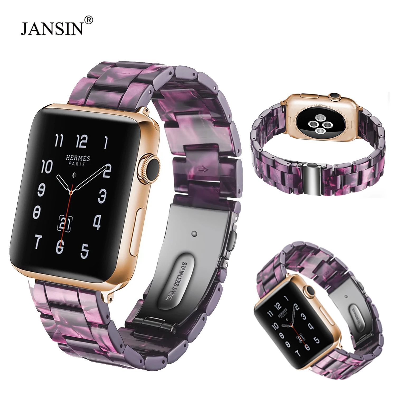 

Resin Watch Band For Apple Watch 38mm 42mm Bracelet Wrist Strap For Apple Watch 4 band 44mm 40mm Watchband Series 5 4 3 2 1