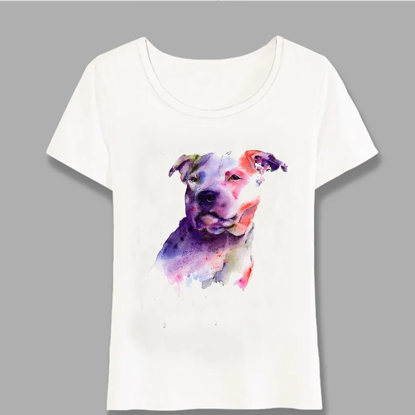 

New Summer Women t-shirt Cute Staffordshire Bull Terrier Art Print T-Shirt Casual Ladies Tops Novelty Cute Girl Tees Harajuku