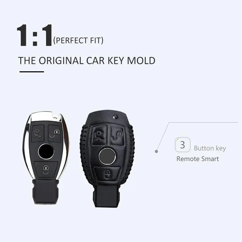 Кожаный чехол для автомобильного ключа защитный Mercedes Benz W203 W210 W211 W124 W202 W204 AMG