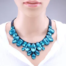 Tenande макси богемское черный веревку цепи капли воды Кристалл ожерелья для Для женщин простой Стиль вечерние ювелирные изделия заявление ожерелья