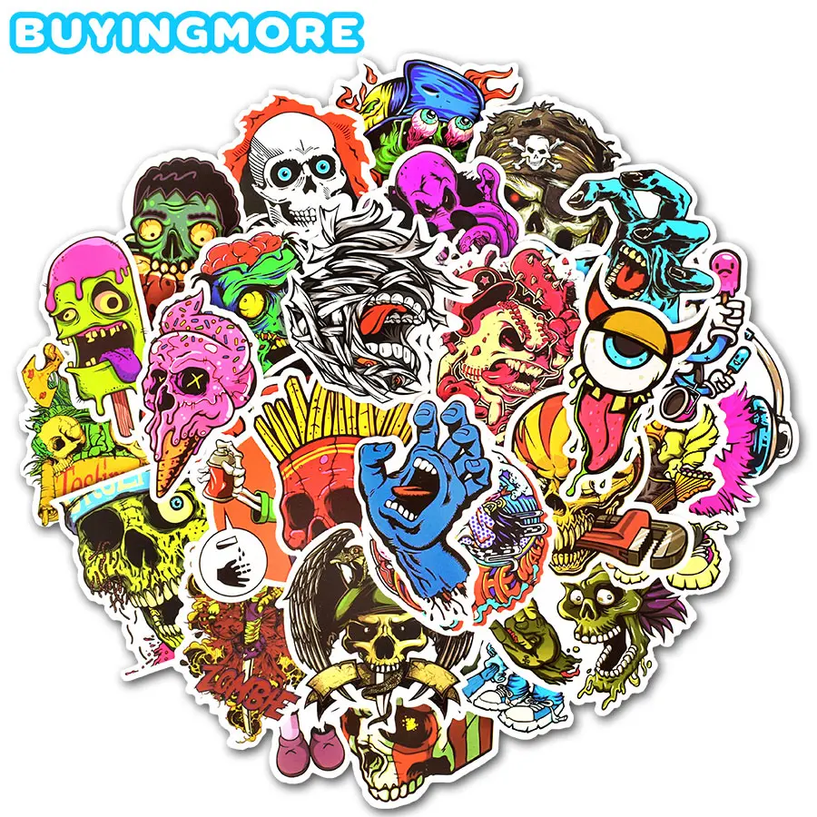 50 PCS Terror Sticker font b Toys b font Graffiti Dark Skeleton Funny Cool Decal Stickers