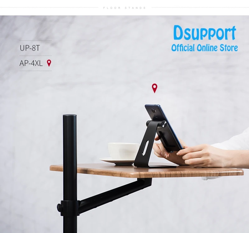 المنقولة UP-8T الألومنيوم 7-20 بوصة محمول الطابق الوقوف ارتفاع قابل للتعديل السرير Lapdesk أريكة مكتب لأجهزة الكمبيوتر اللوحي طاولة شاي