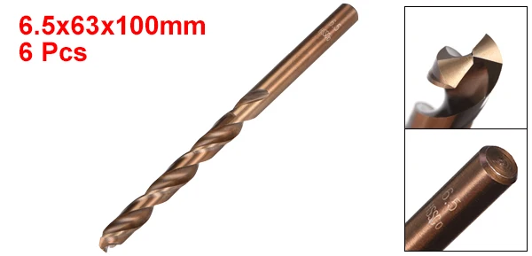 6.5mm UXCELL 6 шт Высокое качество Мини спиральное сверло из стали HSS Титан покрытием сверло 4,5/5/5,2/5,5/6,5 винтовое сверло, дерево, металл - Цвет: 6.5mm