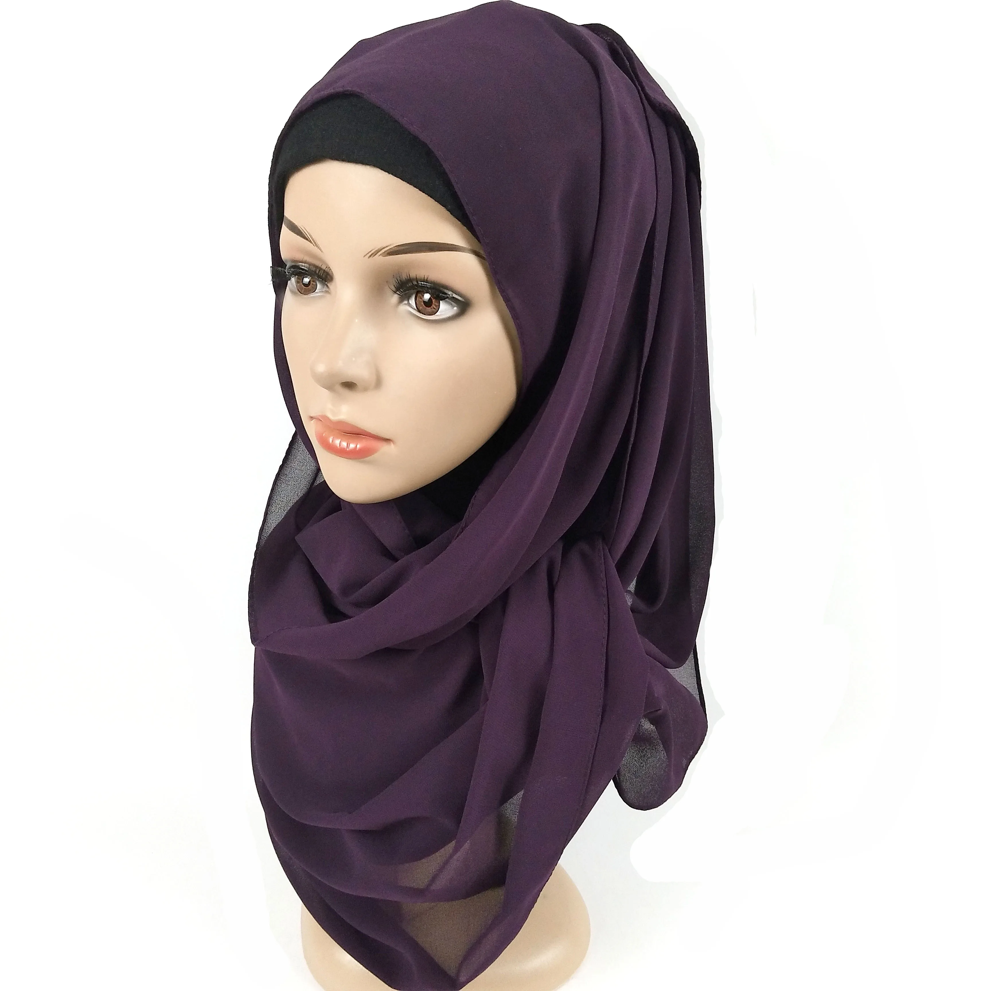 A23 50 шт. большой размер 180*85 см Лидер продаж простой пузырь шифон хиджаб повязка шарф лето мусульманский платок покрывало