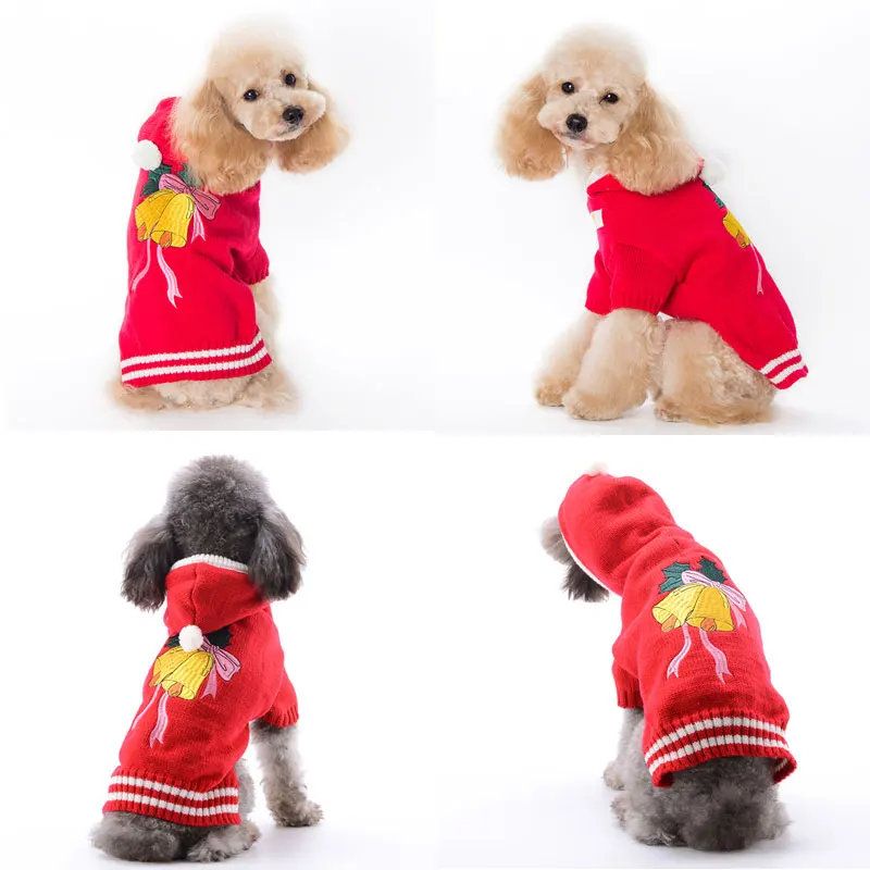 Abrlo/свитер для собак; Рождественский зимний теплый джемпер; свитер с капюшоном; Одежда для собак; свитера для животных; Одежда для маленьких собак; такса; Рождественская елка; колокольчик