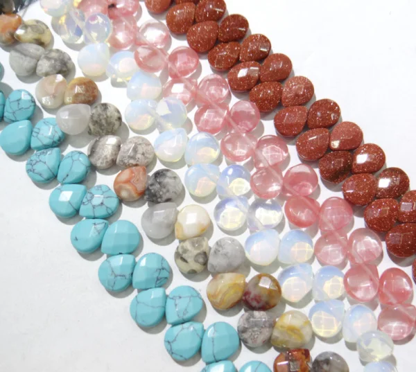

10*12mm natural tiger eye agates Opalite Quartz crystal stone faceted Water Drop shape beads for diy jewelry making 33pcs