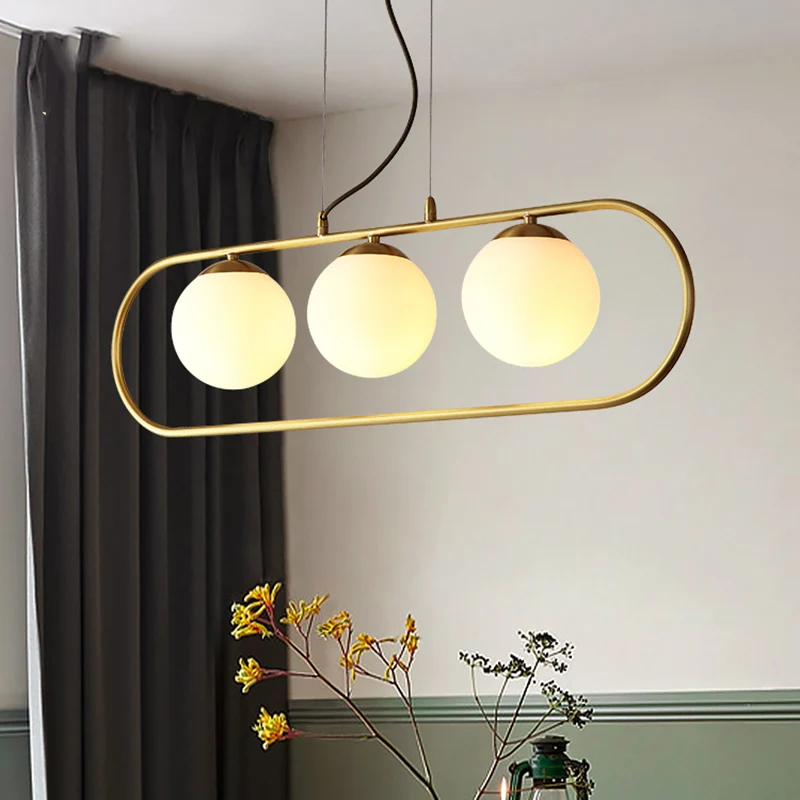 

Modern Pendant Ceiling Lamps Simple 3 Heads Copper LED Pendant Lights Pending Lighting Decor Parlor Dining Room Hanging Light